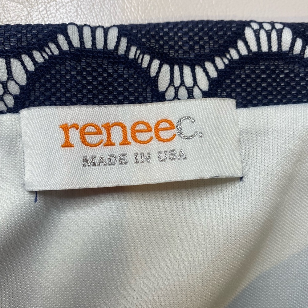 Renee C. Navy and White Circle Pattern A-Line Skirt - Picture 2 of 7